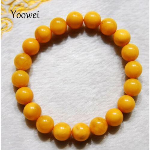 Yoowei 10/11/12mm Amber Bracelet Supplies Certificated Round Beads Luxury Precious Stone Baltic Natural Amber Jewelry Wholesale