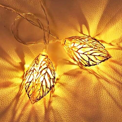 Metal Leaves String Garden Fairy Light String Battery Power Christmas Valentines Day Living Room Garden LED String Lights Decor