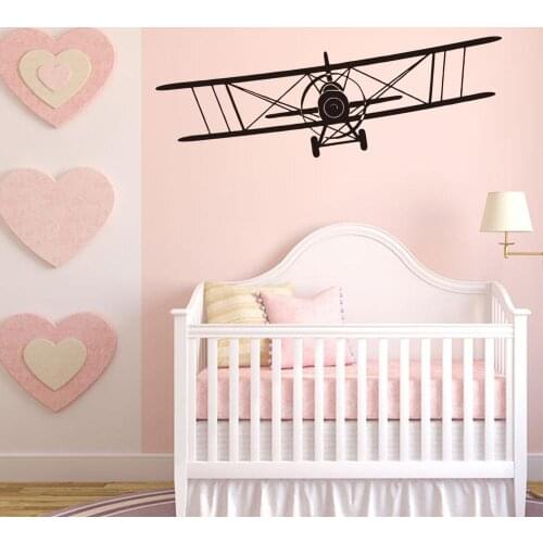 Retro Gliding aircraft Wall Sticker.for Childrens Room background decoration Mural Wallpaper Art Decals air plane home stickers