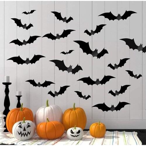 28PCS Bat Wall Stickers Party Living Room Wall Decals Removable PVC Bat Wall Sticker DIY Halloween Decoration Sticker Home Decor