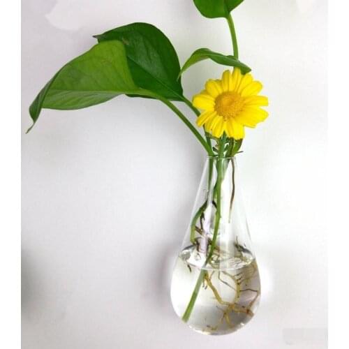 New water droplet shape Clear climbing wall glass flower vase air plants terrarium flower hanging vases for Christmas Ornaments