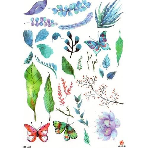 New Hot Waterproof Temporary Tattoo Stickers for Adults Kids Body Art Leaf TH-031 Fake Tatoo for Man Woman Tattoos