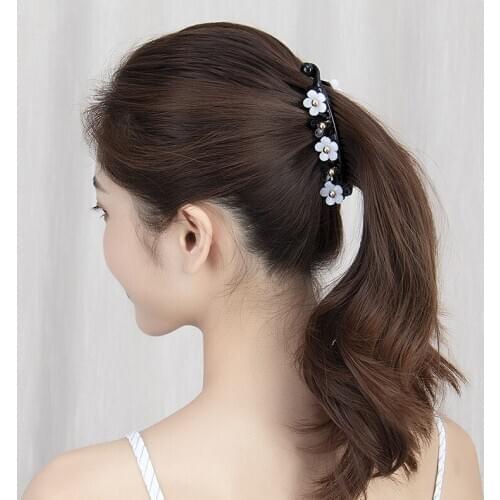 South Koreas new five-petal acrylic hairpin sweet vertical clip small fresh ponytail banana clip hair accessories for women