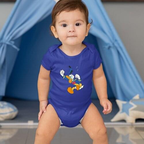 Donald Duck Cartoon Printing Disney Summer New Products Fashion Newborn Bodysuits Comfort Donald Duck O-Neck Short Sleeve Kawaii