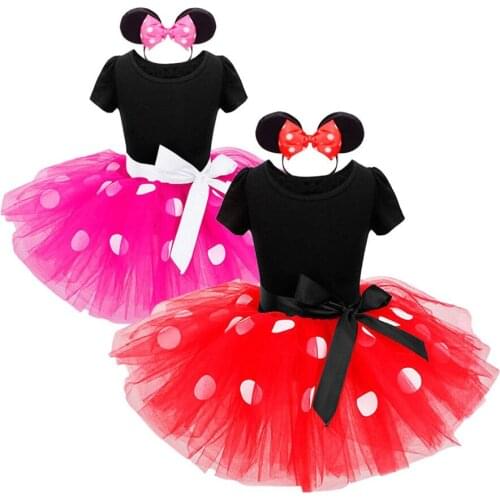 Toddler Baby Kids Girls Clothes Princess Fancy Cartoon Minnie Amusement Park Tulle Tutu Ribbon Bowknot Party Dress