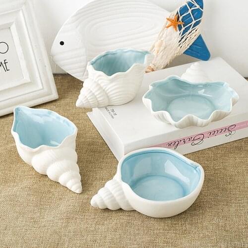 Single starfish and conch shell ceramic ornaments Ocean ashtray/snack storage basin/hydroponic bottle/hamster nest/painting disc