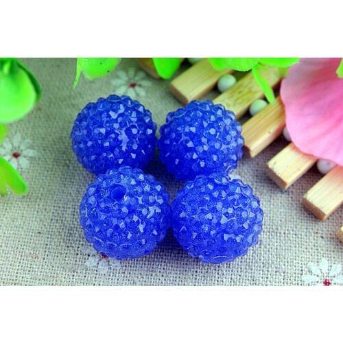Kwoi vita Jelly Blue Clear Resin Rhinestone Ball beads Wholesales AAA Quality 20mm Chunky 100pcs/lotfor Kids Girl Jewelry