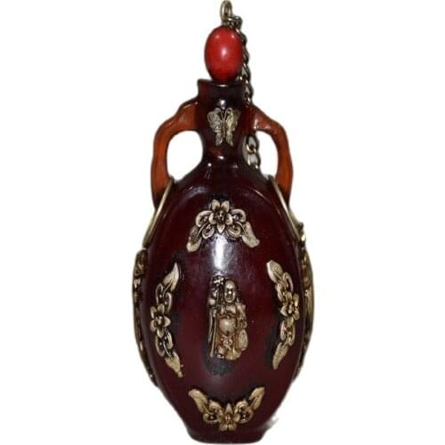 Early collection inlaid amber Buddha snuff bottle collection