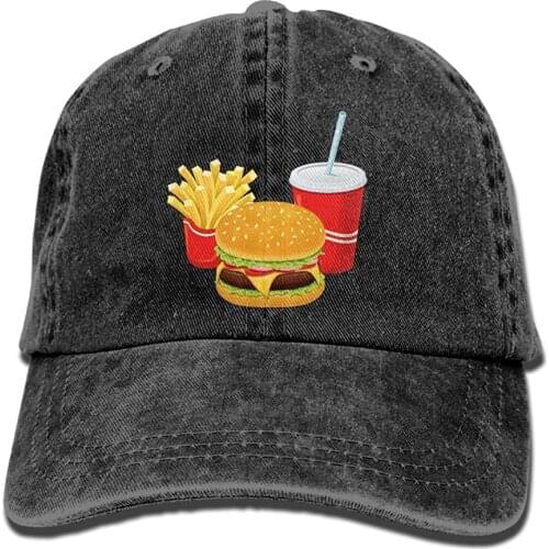 Adults Hamburger Fries Cola Adjustable Casual Cool Baseball Cap Retro Cowboy Hat Cotton Dyed Caps
