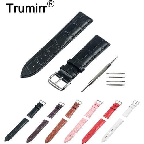 Croco Genuine Leather Watchband 12mm 14mm 16mm 18mm 20mm 22mm 24mm Replacement Watch Band Strap Bracelet with Tool & Spring Bar
