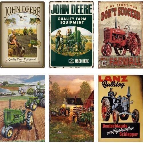 Retro Green Tractor Farm Metal Tin Sign Plate Farm Bar Cafe Pub Wall Decoration Shabby Chic Nostalgic Plaque Home Decor Poster