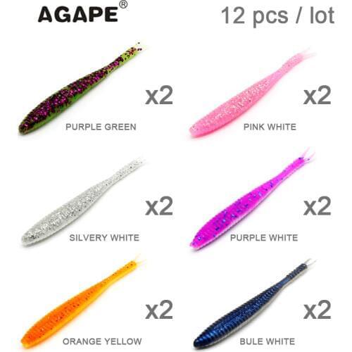 AGAPE Fishing Lure Soft Lure Silicon Bait Soft Bait ADSL204/S-SHAD2.8 Mixed multicolor 12pcs 70mm 1.6g