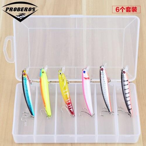 6pcs/set Fishing Bait set with box,7.5cm/5.6 Fishing Tackle 6 Clolor #6 high carbon steel hook Fishing lures DWST36