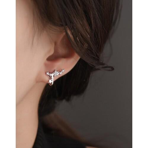 Sweet Star No Piercing Without Hole Cz 925 Sterling Silver Clip On Earrings For Women Cartilago Thin Wrap Jewelry Wholesale