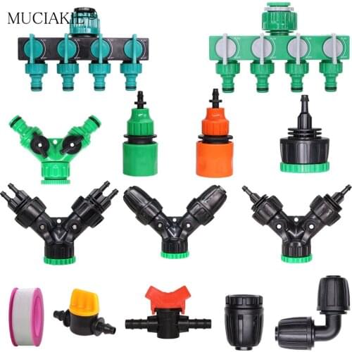 Garden Drip Irrigation Water Tap Connector Kit 1/2" 3/4" Female Nipple Joint to 4/7 8/11 16mm Hose 2-Way 4-Ways Tubing Adapter