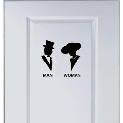 KUCADA Creative Fashion Man Woman Toilet Bathroom Door Decals Removable diy Wall Sticker Vinyl Art Poster Home Decor WP1774