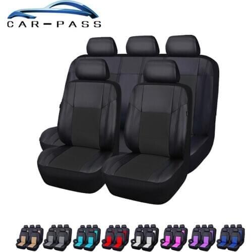 Car-pass Universal Auto Seat Cover Front Back Head Rest Protector Covers for 4 Season Car Seat Cover PU Leather