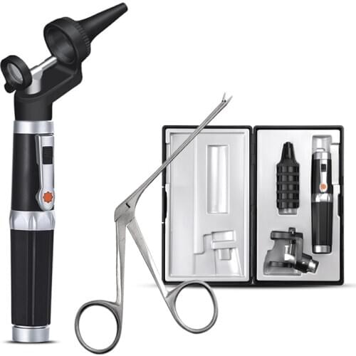 Ear Cleaning Speculum Device LED Nose Earwax Remover Tweezer Hartman Micro Endoscope Alligator Crocodile Forceps Otoscope Set