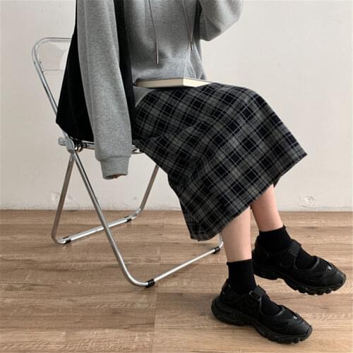 Ginzagirl Vintage Pleated Classic Plaid Skirt Women High Waist Long Skirt Harajuku Teengirls Allmatch Party Skirt Streetwear