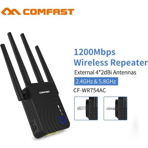 Comfast CF-WR754AC 1200Mbps Home Wireless N Router Wifi Repeater 5Ghz Long Wi fi Range Extender Booster 4*2dbi Antenna Amplifier