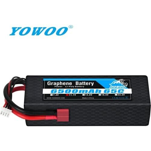 YOWOO Graphene Battery 3S 11.1V 6500mAh Lipo Battery 65C Hardcase with Deans T plug for 1/8 1/10 RC Car Losi Tracxas Truck Boat