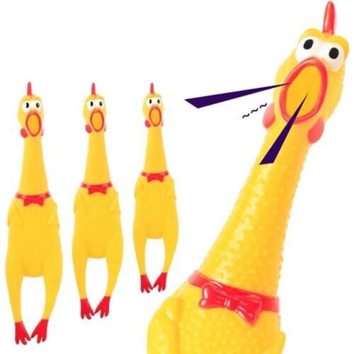 Yellow Rubber Chicken Screaming Rooster Toys Puppy Toys Pet Gadgets funny products Shrilling Decompression Tool Funny Chew E