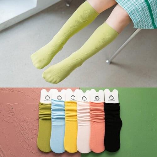 1 Pair 5 Style Summer Velvet Childrens Soft Socks Candy Color Drawstring Stockings Girls Straight Student Comfortable Socks