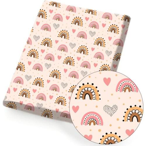 Polyester Cotton Fabric Rainbow Love Printed Cloth Sheets For Handmade Masks DIY Dress Materials Sewing Crafts 45*145cm 1pc