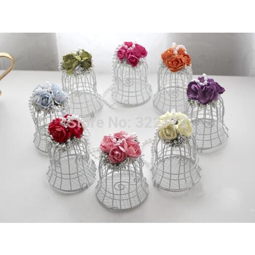 10pcs Metal White Bird Cage Candy Box Wedding Gifts Favors Wedding Card Holder Birdcage Boxes