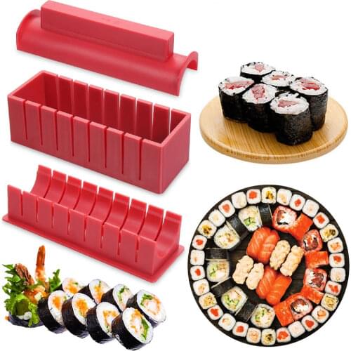 10 Pcs/Set DIY Sushi Making Kit Sushi Maker Roller Rice Sushi Molds Chef Kitchen Home Japanese Easy Sushi Cooking Tools