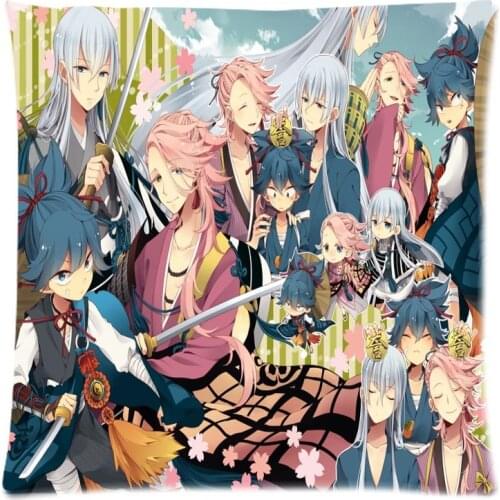 2018 Custom Cushion Cover Touken Ranbu Throw Pillow Cover Polyester Cushion Case for Sofa Decorative Pillowcase