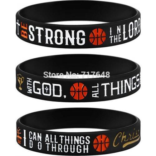 300pcs Basketball Power of Faith Bible Verse wristband silicone bracelets free shipping by FEDEX A