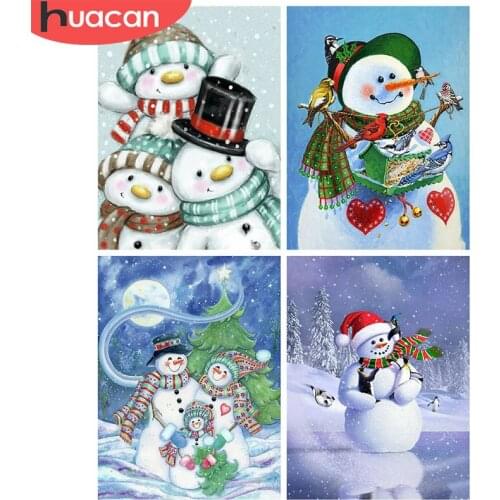 HUACAN Full Square/Round Drill 5d Diamond Painting Snowman Mosaic Winter DIY Diamond Embroidery Christmas Needlework Wall Art