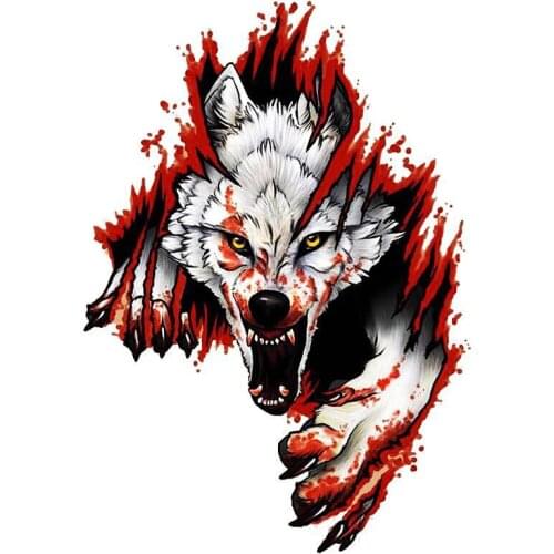 Car 3D Wolf Head Hood Door Body Decoration Sticker Scratch Logo Waterproof Sticker 18x25CM