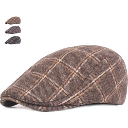 Spring Autumn Hats For Men Casual Plaid Cotton Beret Caps Gorras Planas Boinas Check Flat Cap Adjustable Male Berets