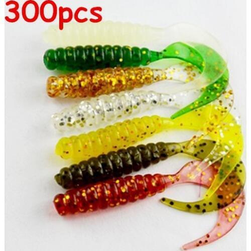 Free shipping 300pcs/lot Grub fishing lures soft artificial fishing lures single grubs