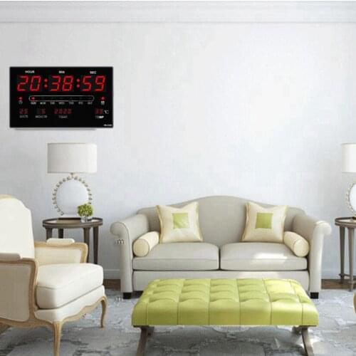 Digital LED Screen Wall Desk Clock Calendar Time with Temperature Meter Thermometer Home office School Projection USB