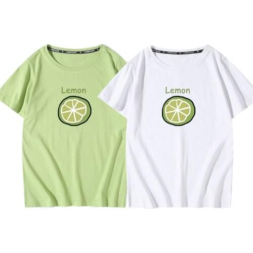 Lemon Printing Couple T Shirts Good Quality Family Matching Outfits Summer Blue Soft Comfortable Clothes Men Big Size T Shirt