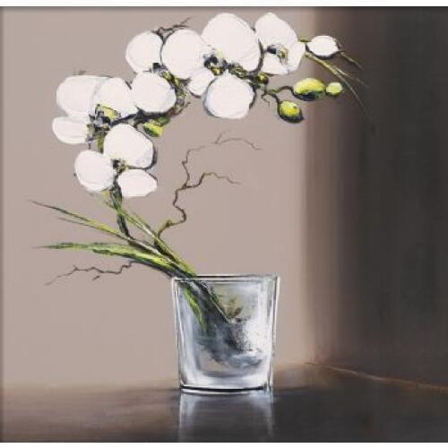 Hande Painted Canvas Wall Art Swirls of White Orchids-Floral Oil Canvas Art Modern Canvas Art Wall Pictures for Living Rooms