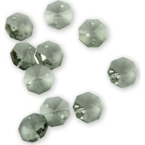 Two Holes Crystal Beads 14mm 50pcs Grey Color Glass Chandelier Prism Beads for Dining Room Lights Decoration