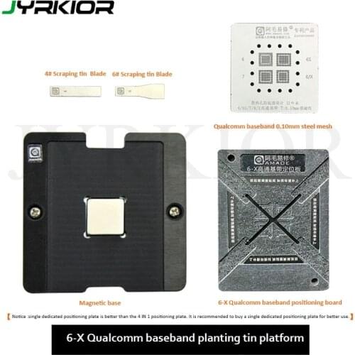 Jyrkior For iPhone 6/6P/6S/6SP/7/7P/8/8P/X Qualcomm Baseband CPU BGA Reballing Stencil Plant Tin Steel Net Rework Platform