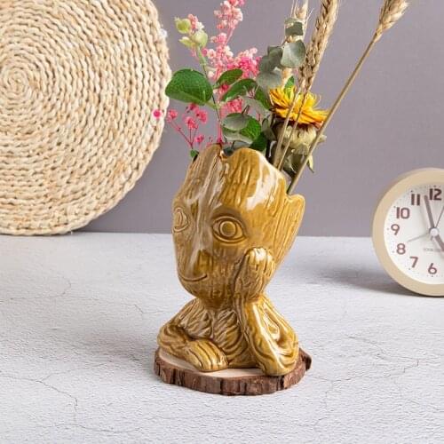 Ceramic Handmade Groot FlowerPot Arrangement Vase Living Room Desktop Decoration Succulents Plant Pot Home Decor Ornaments