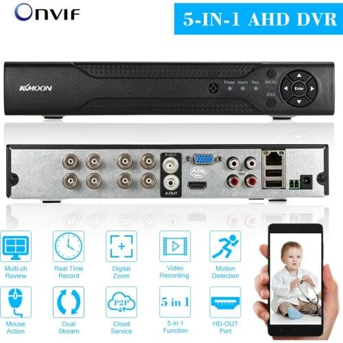 KKmoon 8CH 1080P Hybrid NVR AHD TVI CVI DVR 5-in-1 Digital Video Recorder P2P Cloud Network Onvif Digital Video Recorder