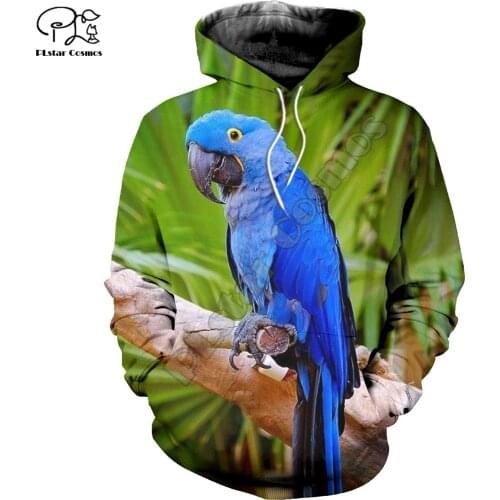 PLstar Cosmos Colorful Parrot 3D Printed Hoodies Casual Men/Women Zipper Hooded Funny Animal Unisex Brand Streetwear Apparel P5