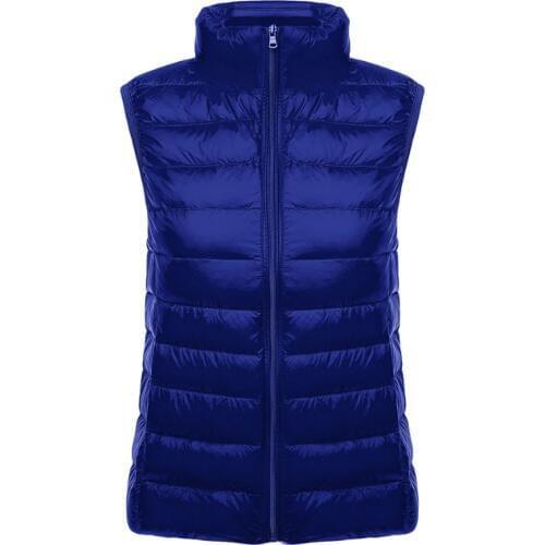 Plus Sizes Winter Ultra Thin Down Puffer Vest Jacket Coat Womens Portable High Neck Padding Gilet Coats Warm Sleeveless Jacket