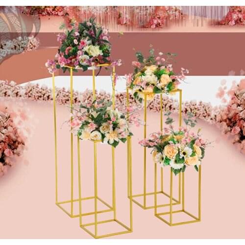 Metal Wedding Road Lead Stand Flower Shelf Racks Geometric Decorative Props Party Background Frame Stage Decoration