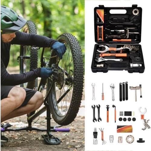 28PCS Bicycle Repair Tool Sets Kits Chain Crank Wheel Extractor Outdoor Cycling Pedal Remover Puller Tool MTB Bike Axle Remover