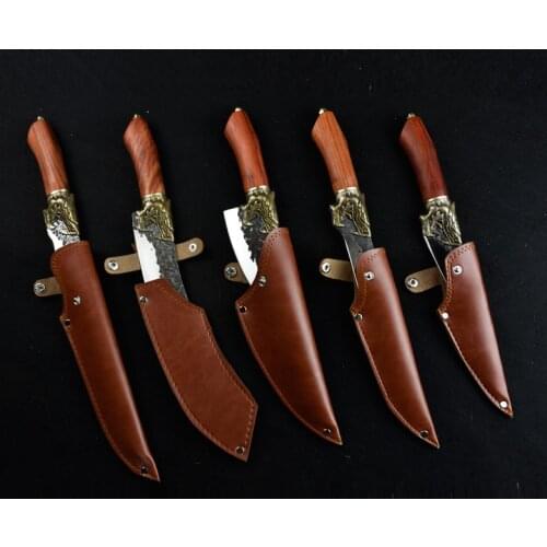 Handmade Knife Set Butcher Knife Sharp Boning Knife Forged Chopper Chopping Bone Meat Slicer Stainless Steel Kitchen Knife Set