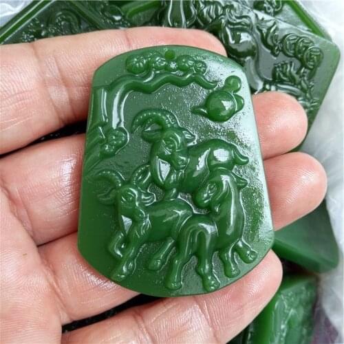 Natural Green Hand-carved Yangyu Pendant Jewelry Necklace Fashion Lovers Sanyang Kaitai Jade Pendant Many Options