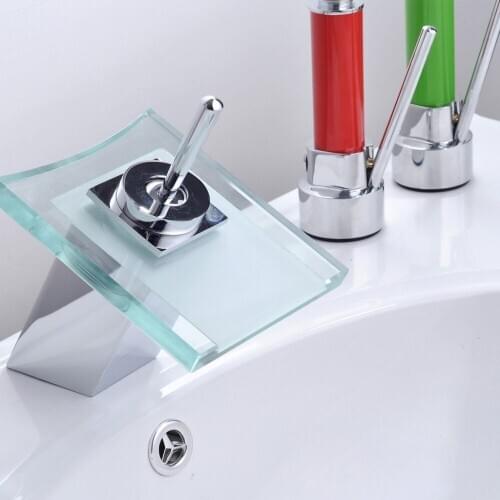 Wholesale and retail square glass waterfall basin mixer bathroom water faucet single hole Dona4052